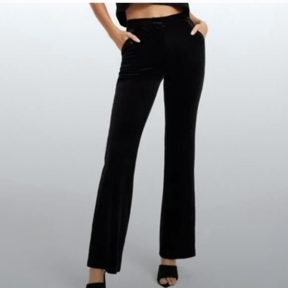 NWT Good American Velvet Flare Trousers Black size 2XL office workwear classic - Picture 1 of 7